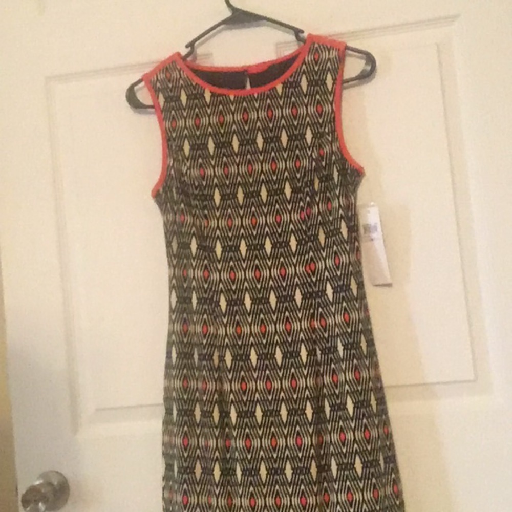 Orange and chocolate brown beige dress